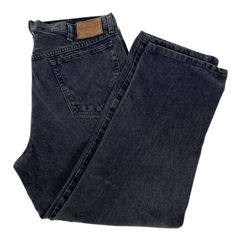 Vintage Wrangler Black Rugged Wear Denim Jeans Size 36x30 Western Cowboy READ
